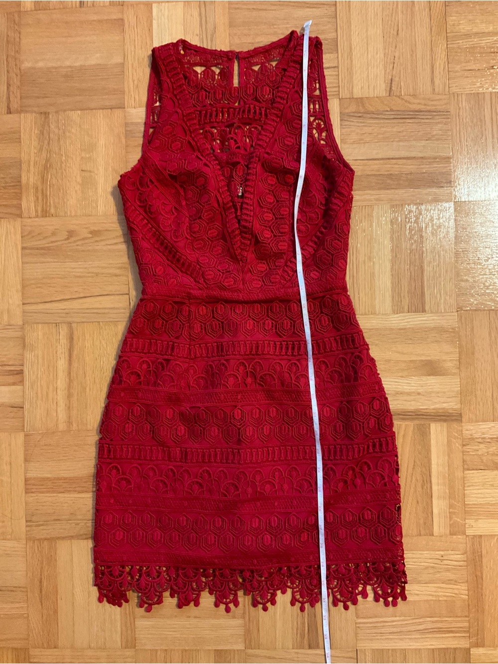 Ever New Red Lace V-Neck Mini Dress - Size 0 (XS) - Picture 7 of 12